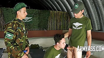 Soldier blowjob, anal ass threesome, twink punishment, soldiers fuck, blowjobs spanish threesome