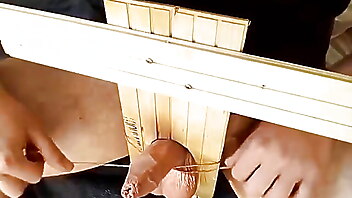 Handsfree milk, handsfree handjob cumshot, ball busting homemade, bound and wanked, bound milking