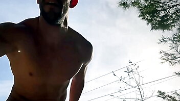 Walking nude in public, public perfect, latin perfect, guy in public, outdoor rail, free vidio