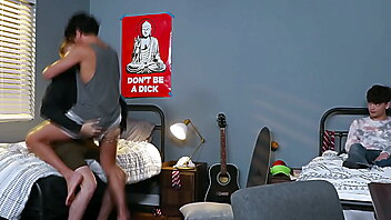 Rimjob blowjob threesome, twinks fucking in the dorm, hd rimming young gays ass, college boys rimming, college dorm threesome, college roommates