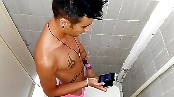 Latin amateur public, showing off jerking, public swimming, my jerking off and cumshot in a toilet, showing off big cock