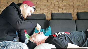Boy spitting, gay face slapping, mouth gag throat, german throat fuck, deep throat training, trailer throat