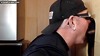 Glory hole suck off, mature mouth cum, interracial gay condom gay, holed blowjob, jizz mature mouth