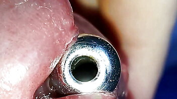 Toy masturbation close up, handjob plug amateur, urethral solo, urethral plug, sounding urethra cum