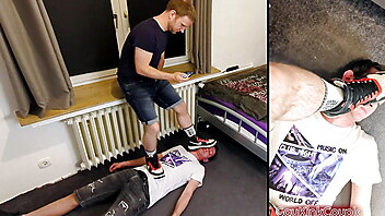 Slave sniff, footjob face, slave boy training, amateur footjob cum, homemade german amateur couple, german days man