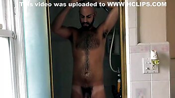 Dick head jerk, solo in the shower, shaving her head, my cock after shaving, big dick bear shower