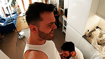 Father fuck her son, dad and daughter in kitchen, standing sex video, homemade standing, kitchen homemade, hung dad twink