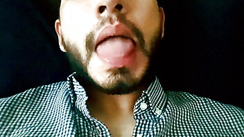 Amateur tongue fetish, tongue cock cum, tongue handjob, days handjob mouth, sound handjob, close up pussy pov